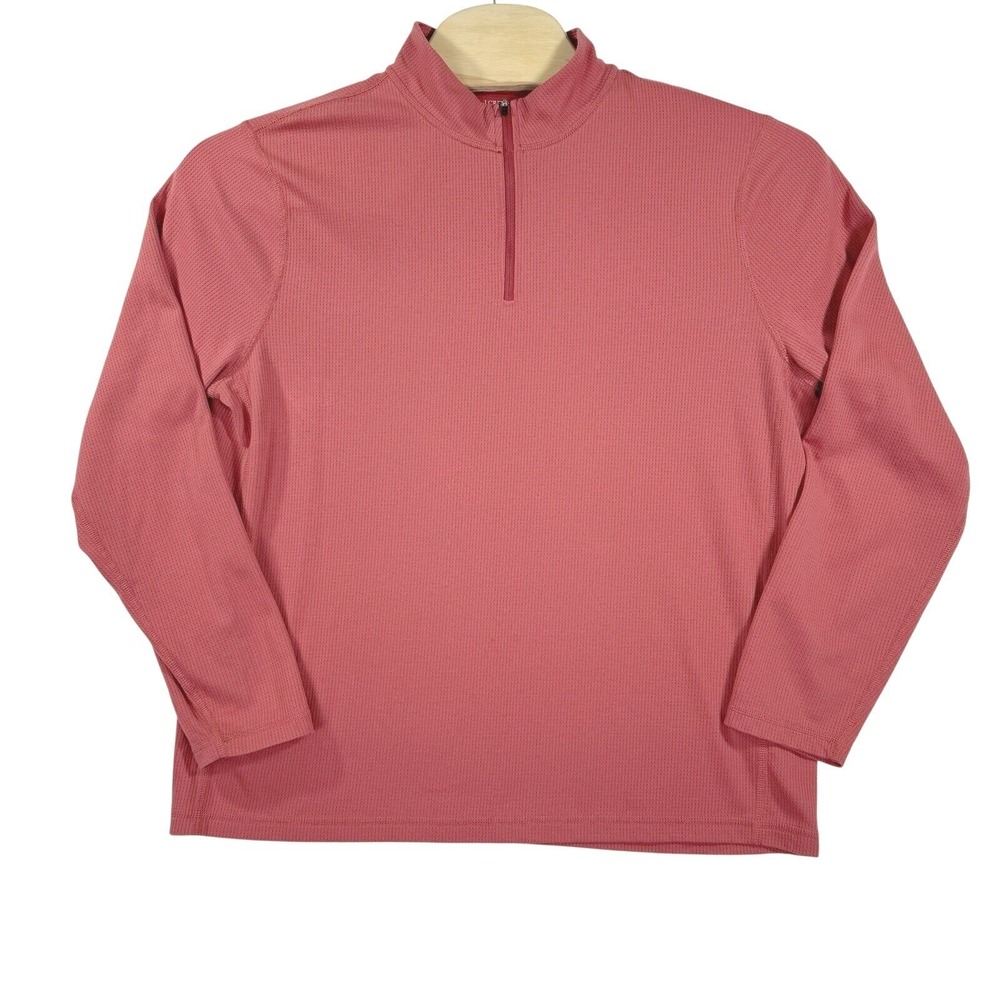 J.Crew Performance Quarter-Zip Men XL Deep Rose Waffle Knit Pullover Shirt